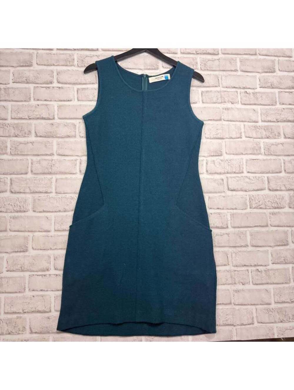 Sparrow 100% Wool Sleevless Shift Dress Teal Women's S